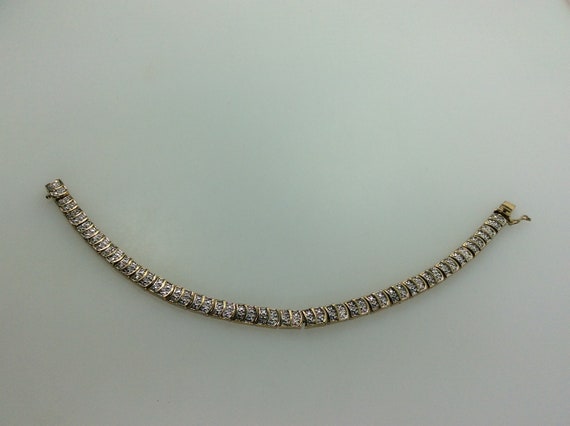 Vintage 7.75" Bracelet Sterling Silver 925 Gold W… - image 1