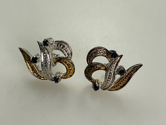 Vintage Stud Earrings Sterling Silver 925 Floral … - image 1