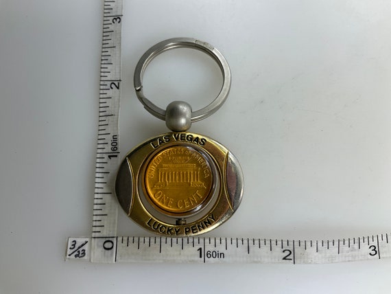 Vintage Keychain Silver Gold Toned Oval Las Vegas… - image 2