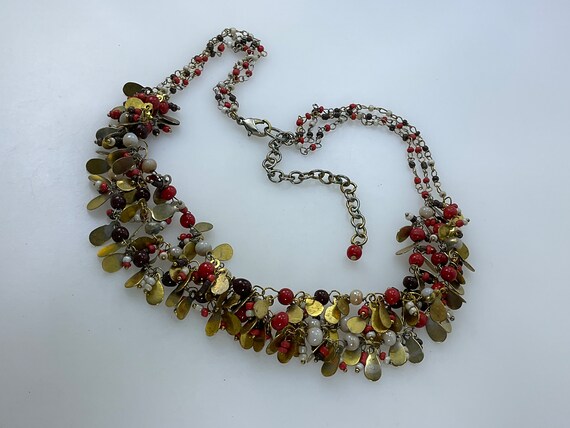 Vintage 16”-19” Necklace 3 Strands With Gold Tone… - image 1
