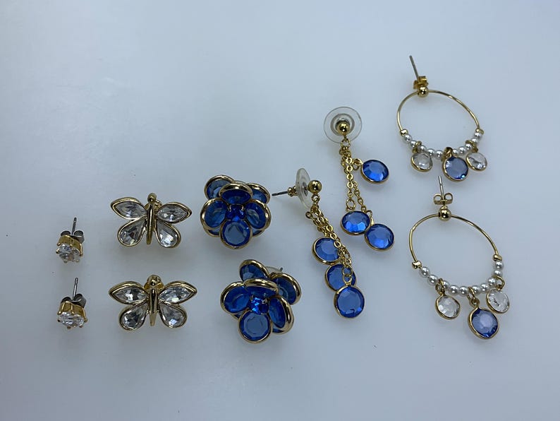 Vintage Lot 5 Pair Earrings Assorted Designs Minor Issues as is Used Etsy