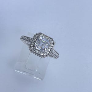 Vintage Ring Size 6 Sterling Silver 925 Square With Clear Stones Used