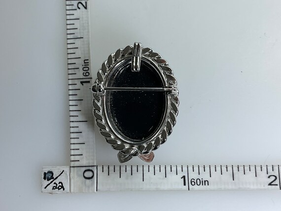 Vintage Pin Brooch Pendant Combo Silver Toned Ova… - image 2