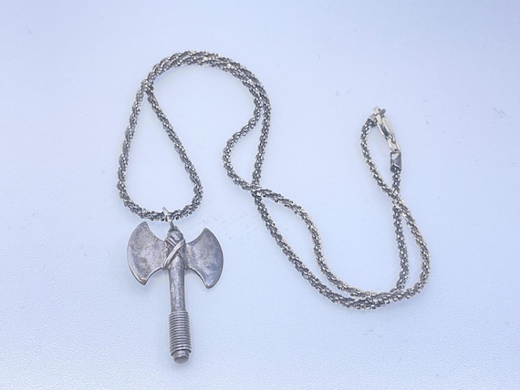 Vintage 15” Necklace Sterling Silver 925 Battle Axe Used