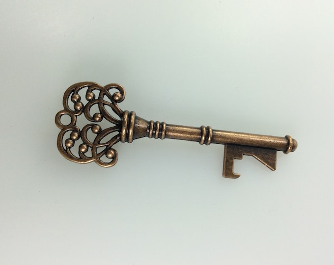 Vintage Pendant Copper Toned Skeleton Key Design Jewelry Supply Old ...