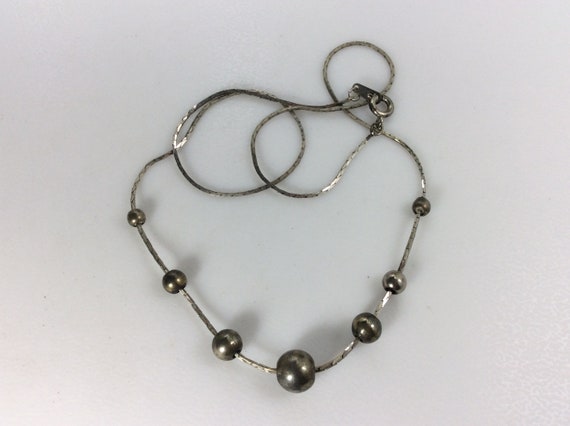 10off3daySALE Vintage George 15-18 Necklace Post Earrings Set Silver Toned With Blue And Faux Pearl Beads Used