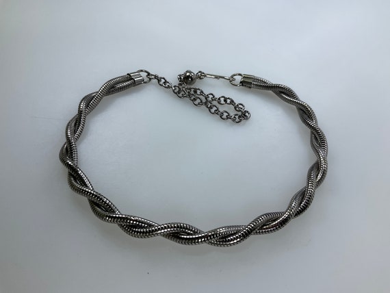 Vintage 15” Necklace Silver Toned 2 Strands Twist… - image 1