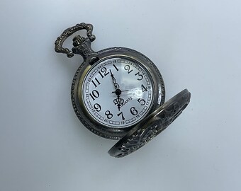 Vintage Pocket Watch Brass Toned Quartz Train Design Not Working As Is Used