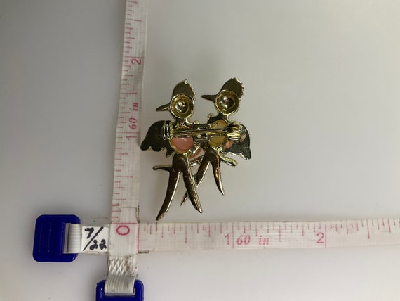 Vintage Pin Brooch Gold Toned Two Birds Design Wi… - image 2