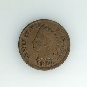 1900 United States Full Liberty Indian Head One Cent Coin Money Used