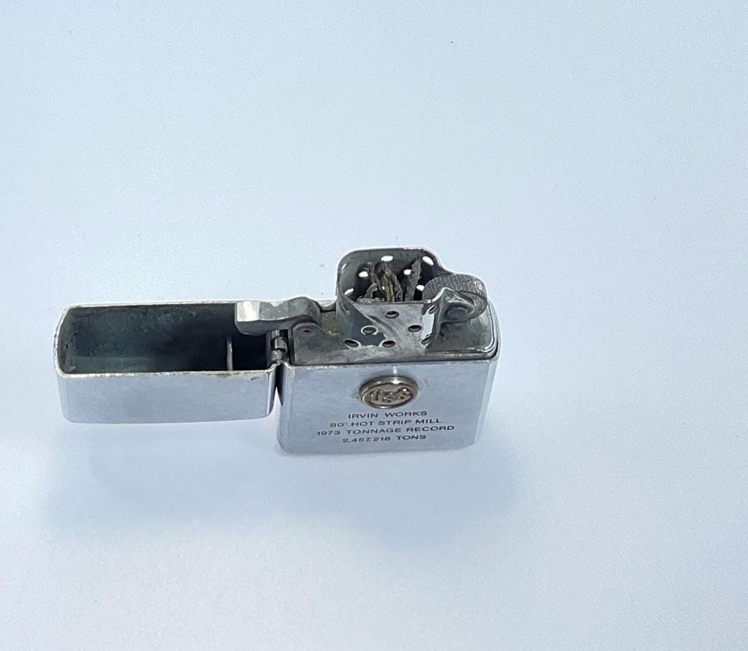 Vintage 1973 Zippo Lighter USS Irvin Works Lid Hinge Issue Floppy