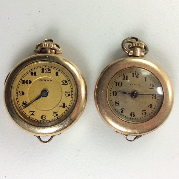 Vintage Champ And Elgin Small Pocket Watches Not Working Used