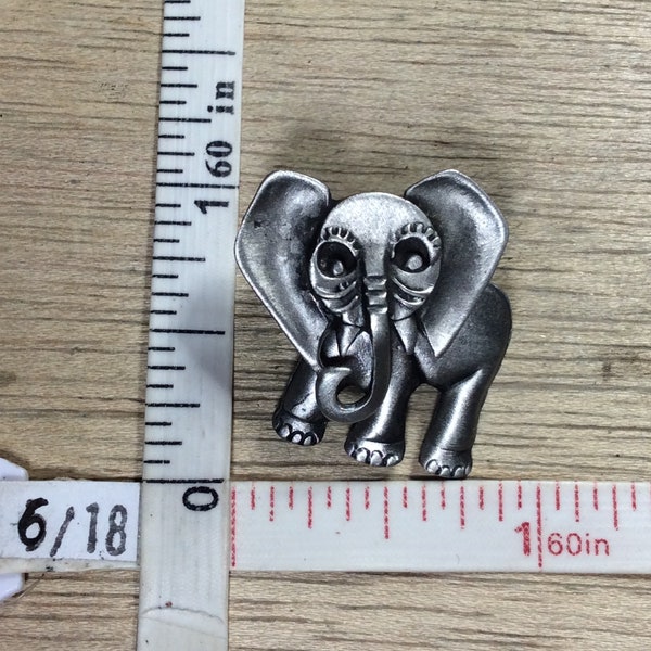 Vintage AJR Co Pewter Pin Brooch Elephant Used