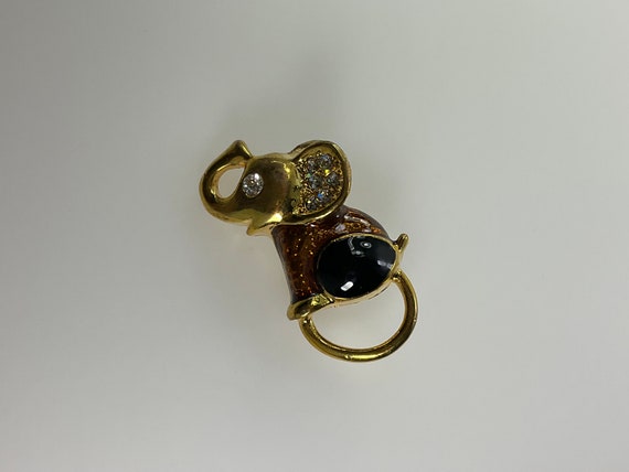 Vintage Pin Brooch Gold Toned Elephant Design Wit… - image 1