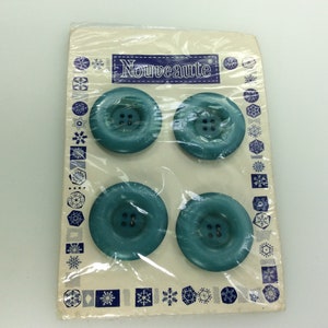 Vintage Nouveaute Buttons Large Round Teal In Pack Of Four Old Stock