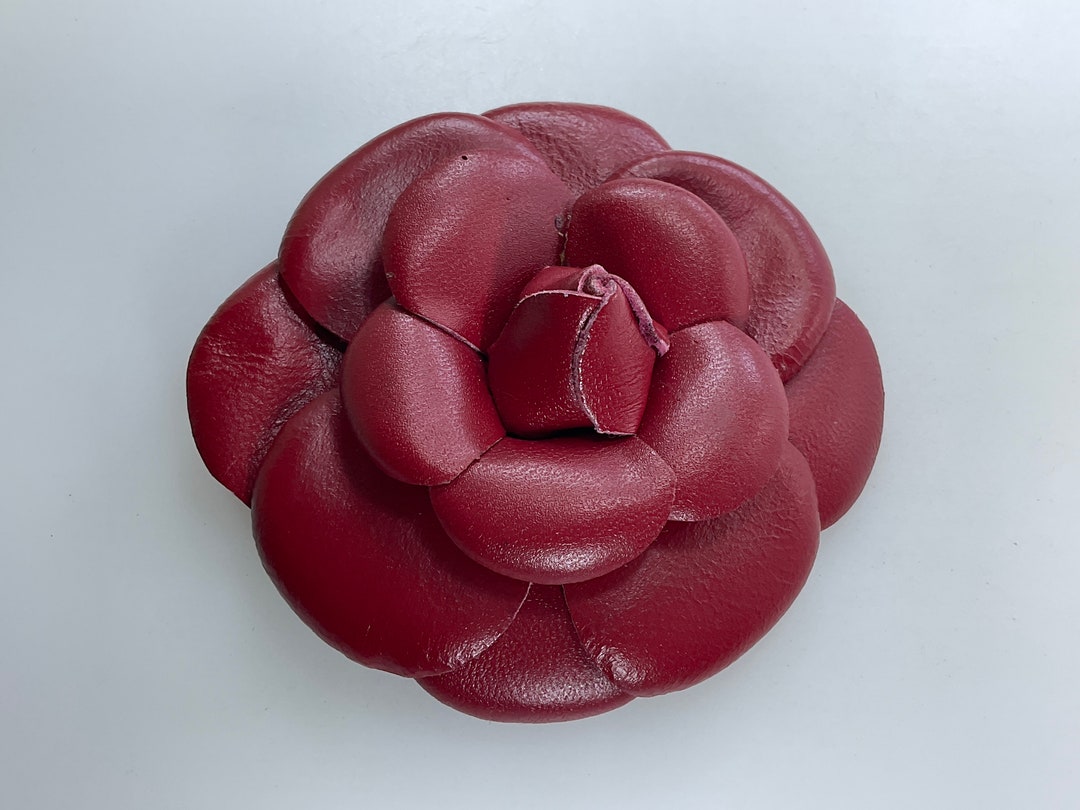 Vintage Anne Taylor Loft Pin Brooch Red Leather Rose Used Etsy