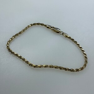 Vintage 7” Bracelet Sterling Silver 925 Gold Washed Twist Rope Chain Used