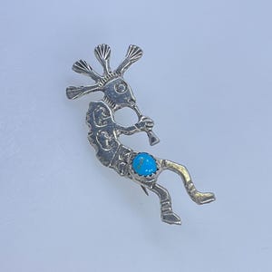 Vintage Pin Brooch Pendant Combo Sterling Silver 925 Kokopelli With Turquoise Used