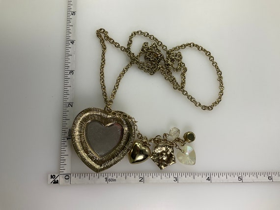 Vintage 28” Necklace Gold Toned With Hearts Flowe… - image 2
