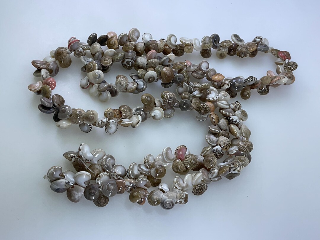 Vintage 28” Necklace With Mottled Tan Cream Pink Shell Beads Used - Etsy
