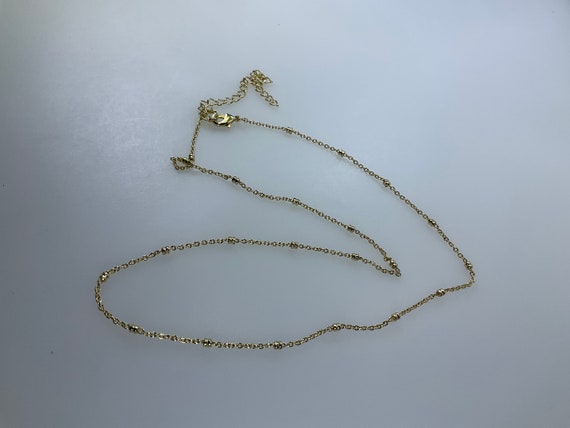 Vintage 18”-21” Necklace Gold Toned Chain With Be… - image 1