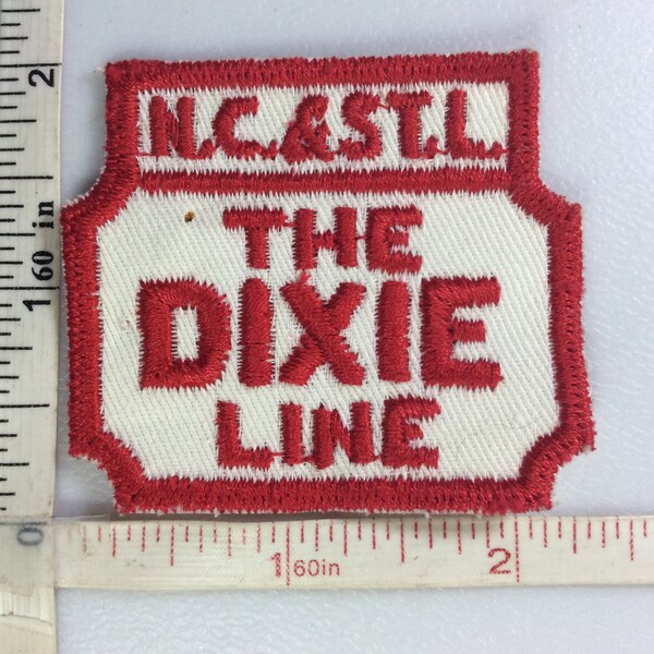Vintage Patch NC y STL La línea Dixie Nashville Chattanooga y St Louis Railroad Rojo y Blanco Usado