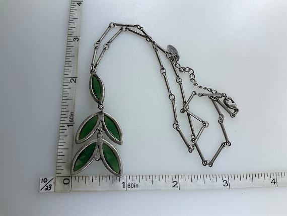 Vintage 16”-19” Necklace Silver Toned With Leaves… - image 2