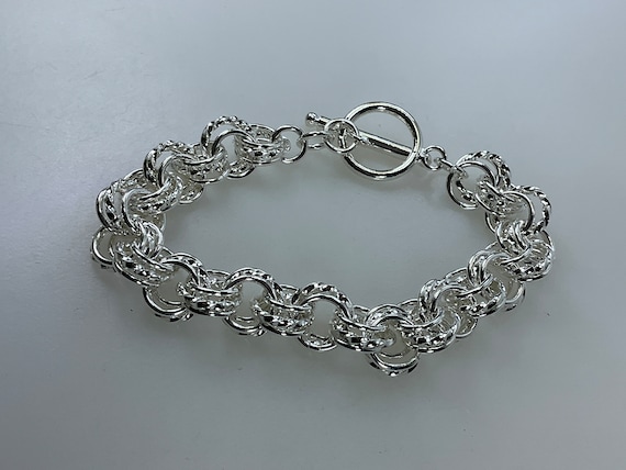 Vintage 7.5” Bracelet Sterling Silver 925 Round Links Chain Used Vintage 7.5” Bracelet Sterling Silver 925 Round Links Chain Used