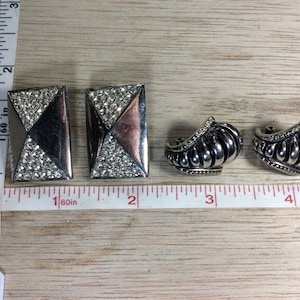 Vintage Silver Toned Lot Of 2 Earrings Used