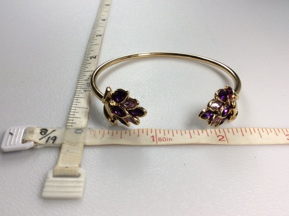 Vintage Gold Toned Bracelet With Purple Rhineston… - image 1