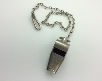 Vintage Sportcraft Metal Whistle On Chain Japan Used