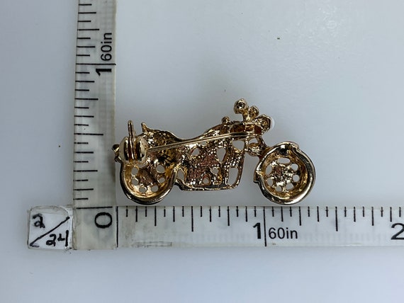 Vintage Pin Brooch Gold Toned Motorcycle Red Blac… - image 2