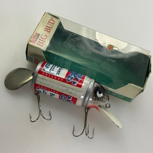 Vintage Heddon Big Bud Fishing Lure Budweiser Can Design in Box