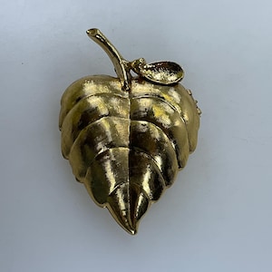Vintage Avon Pin Brooch Gold Toned Leaf Perfume Locket Used