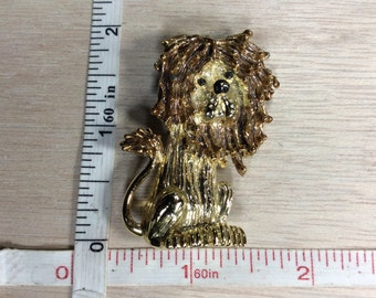 Vintage Gerry's Gold Toned Lion Dog Pin Brooch Used