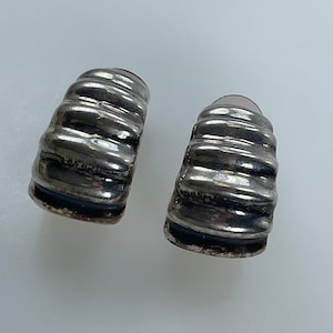 Vintage Stud Earrings Sterling Silver 925 Curved Tapered Design Need Cleaned Used
