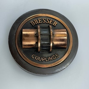 Vintage Paper Weight Copper Toned Round Dresser Couplings Used