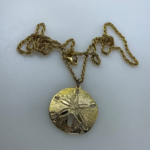 Vintage Park Lane 24” Necklace Gold Toned Sand Dollar Used