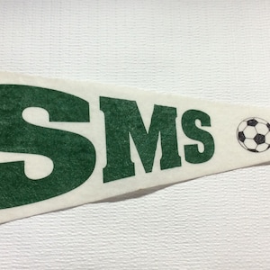 Vintage Pennant SMS Soccer White Green And Black Used
