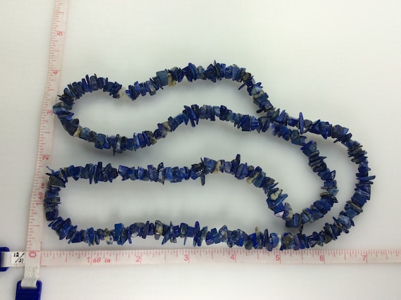 Vintage 16-18 Necklace With Faux Blue And Lapis Stone Chip Beads Used