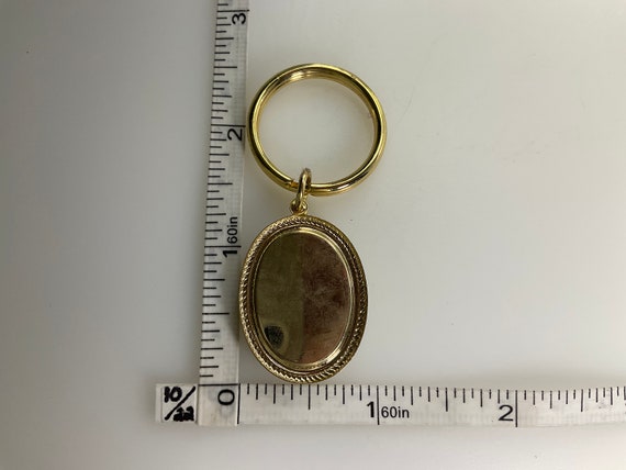 Vintage Keychain Gold Toned Oval With Black Red B… - image 2