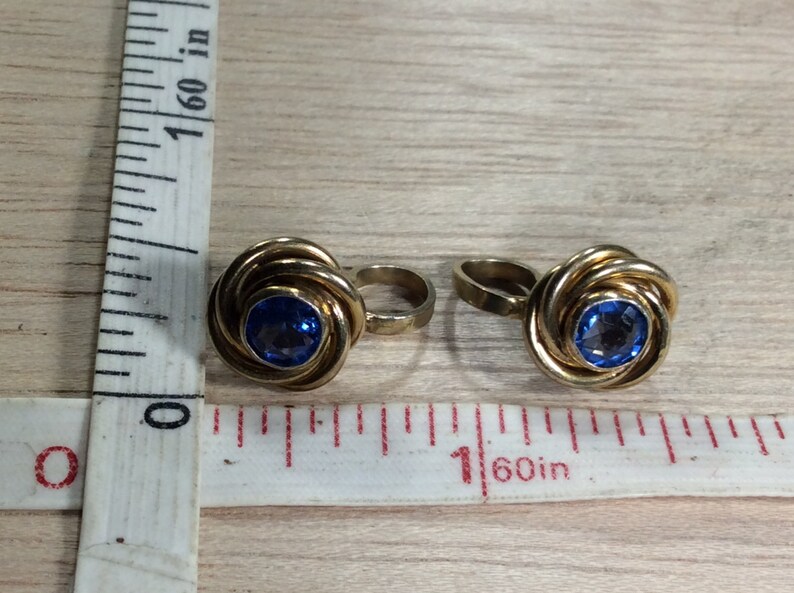 Vintage Amco 120th 10k 3.8g Gold Filled Blue Stone Earrings Used