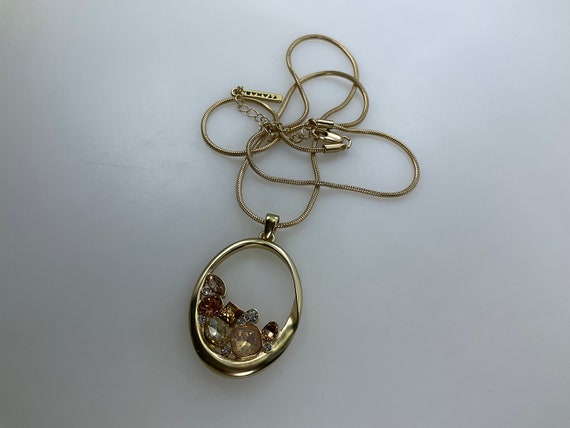 Vintage T Tamari 24”-27” Necklace Gold Toned Oval… - image 1