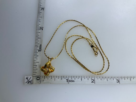 Vintage 18” Necklace Gold Toned Chain With Knot U… - image 2