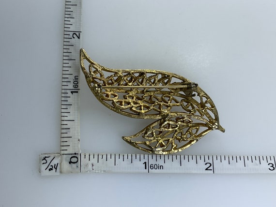 Vintage Pin Brooch Gold Toned Leaves Used - image 2