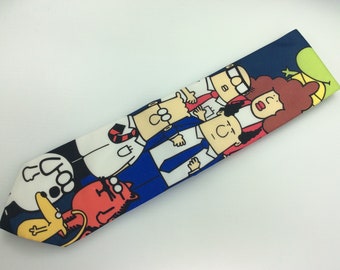 Vintage Dilbert Software Men's Necktie Dilbert And Gang Design Blue 1990s 56" Total Length New Old Stock