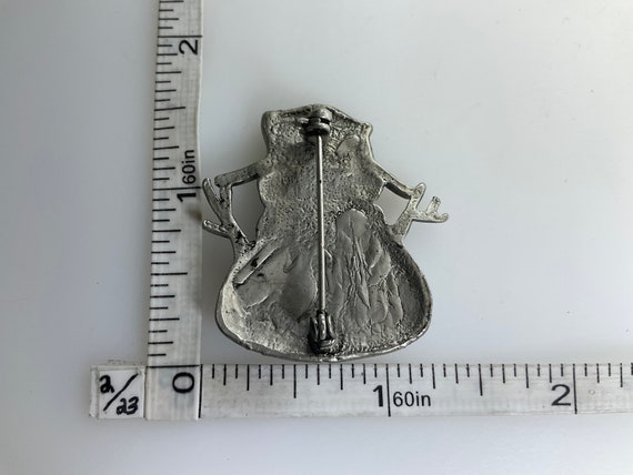 Vintage Pin Brooch Pewter Toned Snowman With Hear… - image 2