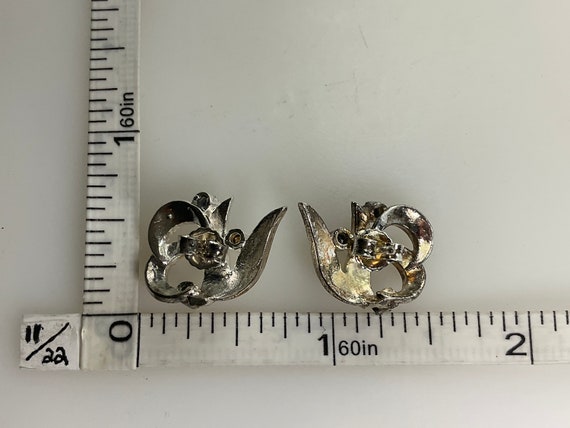 Vintage Stud Earrings Sterling Silver 925 Floral … - image 2