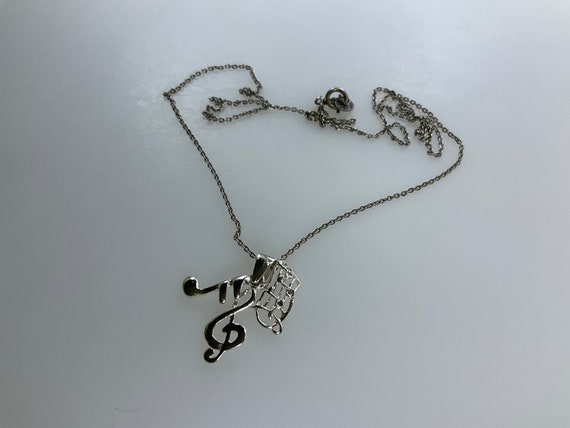Vintage Sterling Silver .925 Music Charm Necklace Chain Piano Drums Banjo  Horn