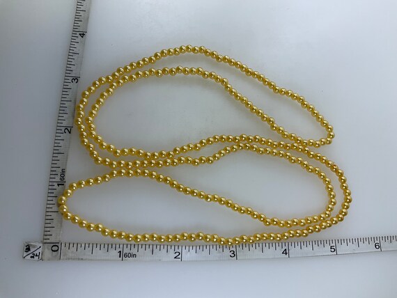 Vintage 34” Necklace With Yellow Pearly Beads Used - image 2